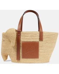 Loewe - Tote Bag Elephant Aus Raffiabast Mit Leder - Lyst