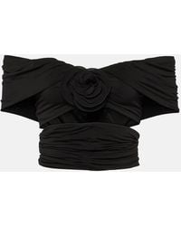 Magda Butrym - Crop Top Floral Con Hombros Descubiertos - Lyst