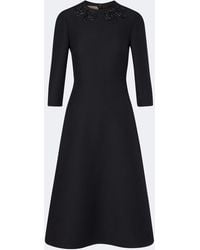 Valentino - Crepe Couture Embellished Midi Dress - Lyst