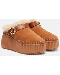 Chloé - Nama 80 Suede Platform Mules - Lyst