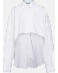 Mugler - Draped Cotton Poplin Shirt - Lyst