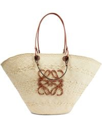 Loewe - X Paula's Ibiza Anagram Large Iraca Palm And Leather Basket Bag - Lyst