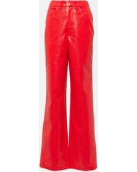ROTATE BIRGER CHRISTENSEN - Croc-effect Faux Leather Straight Pants - Lyst