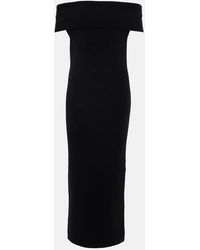 TOTEME - Ribbed-Knit Off-Shoulder Midi Dress - Lyst