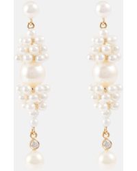 Sophie Bille Brahe - Reve De Diamant 14kt Gold Earrings With Diamonds And Pearls - Lyst