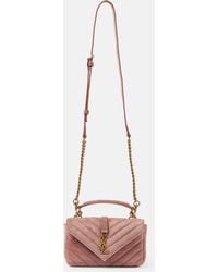 Saint Laurent - College Mini Suede Crossbody Bag - Lyst