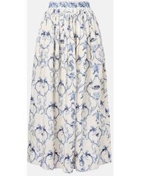 Agua Bendita - Printed High-Rise Linen Maxi Skirt - Lyst