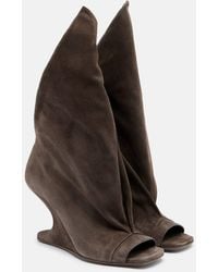 Rick Owens - Cantilever Suede Peep-Toe Boots - Lyst