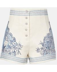 ALÉMAIS - Villa Romantica Printed Linen Bermuda Shorts - Lyst