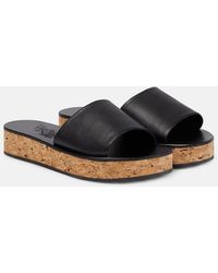 Ancient Greek Sandals - Taygete Cork And Leather Platform Slides - Lyst