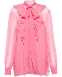 blusa ruffle bow neck gucci