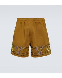 Bode - Embroidered Cotton Shorts - Lyst