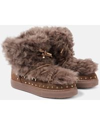 Inuikii - Shearling Suede Lace-Up Ankle Boots - Lyst