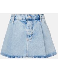 FRAME - Pleated Denim Miniskirt - Lyst