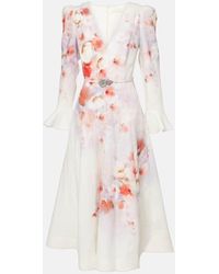 Zimmermann - Crush Frill Sleeved Midi Dress - Lyst