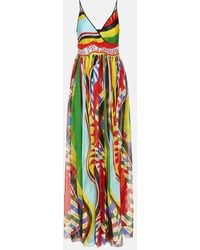 Dolce & Gabbana - Carretto Silk Maxi Dress - Lyst