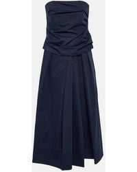Co. - Strapless Tton And Silk Midi Dress - Lyst
