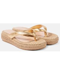 Gianvito Rossi - Leather Platform Espadrille Thong Sandals - Lyst