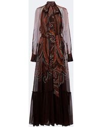 Etro - Paisley Tie-Neck Silk Maxi Dress - Lyst