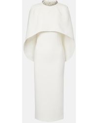 Roland Mouret - Caped Crystal-Embellished Crepe Midi Dress - Lyst