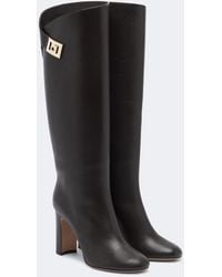 Ferragamo - Kniehohe Stiefel Aus Leder - Lyst
