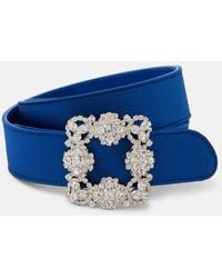 Manolo Blahnik - Hangisi Crystal-Embellished Satin Belt - Lyst