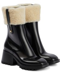 Chloé Betty Shearling-trimmed Pvc Boots - Multicolor