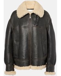 Saint Laurent - Lederjacke Mit Shearling - Lyst