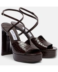 Jimmy Choo - Sandales Karli 125 A Plateau En Cuir Embosse - Lyst