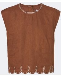 Veronica Beard - Kessan Embroidered Linen Top - Lyst