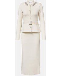 Self-Portrait - Midikleid Aus Strick Mit Kristallen - Lyst