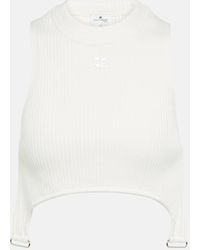 Courreges - Top cropped in maglia a coste - Lyst