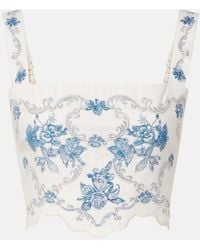 Agua Bendita - Luciana Gloriosa Embroidered Linen Crop Top - Lyst