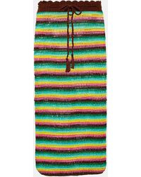 Anna Kosturova - Striped Crochet Cotton Midi Skirt - Lyst