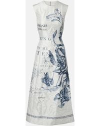 Erdem - Printed Satin Twill Midi Dress - Lyst