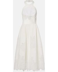Elie Saab - Embroidered Halterneck Cocktail Dress - Lyst