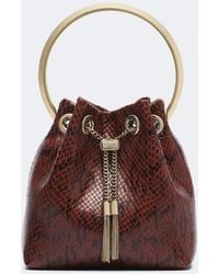 Jimmy Choo - Bon Bon Snake-Effect Leather Bucket Bag - Lyst