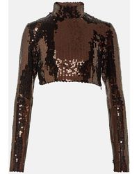 ‎Taller Marmo - Cherilyn Sequined Crop Top - Lyst
