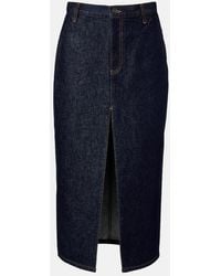 KHAITE - Anden Denim Midi Skirt - Lyst