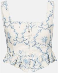 Agua Bendita - Cropped-Top Eslabon Floritura Aus Leinen - Lyst