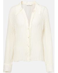 Vince - Ruffled Striped Semi-Sheer Shirt - Lyst