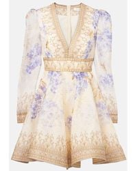 Zimmermann - Bedrucktes Minikleid Dawning Plunge - Lyst