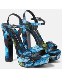 Dolce & Gabbana - Floral Satin Platform Sandals - Lyst