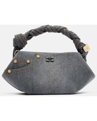 Ganni - Bou Mini Denim Top-Handle Bag - Lyst