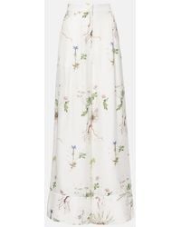 Erdem - Floral Printed Silk Wide-Leg Pants - Lyst