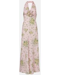 Rodarte - Floral-Applique Floral Silk Crepe Gown - Lyst