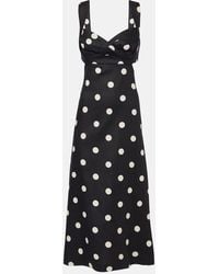 Zimmermann - Crush Polka-Dot Linen Midi Dress - Lyst