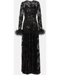 Erdem - Feather-embellished Sequinned Silk-organza Gown - Lyst