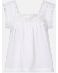 Doen - Aphra Lace-Trimmed Ramie Top - Lyst