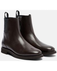 Brunello Cucinelli - Chelsea Monili Leather Ankle Boots - Lyst
